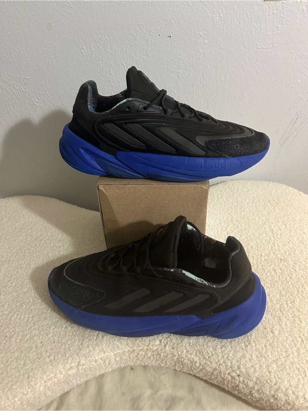 adidas Men's Black Sneakers with Vibrant Blue Sole